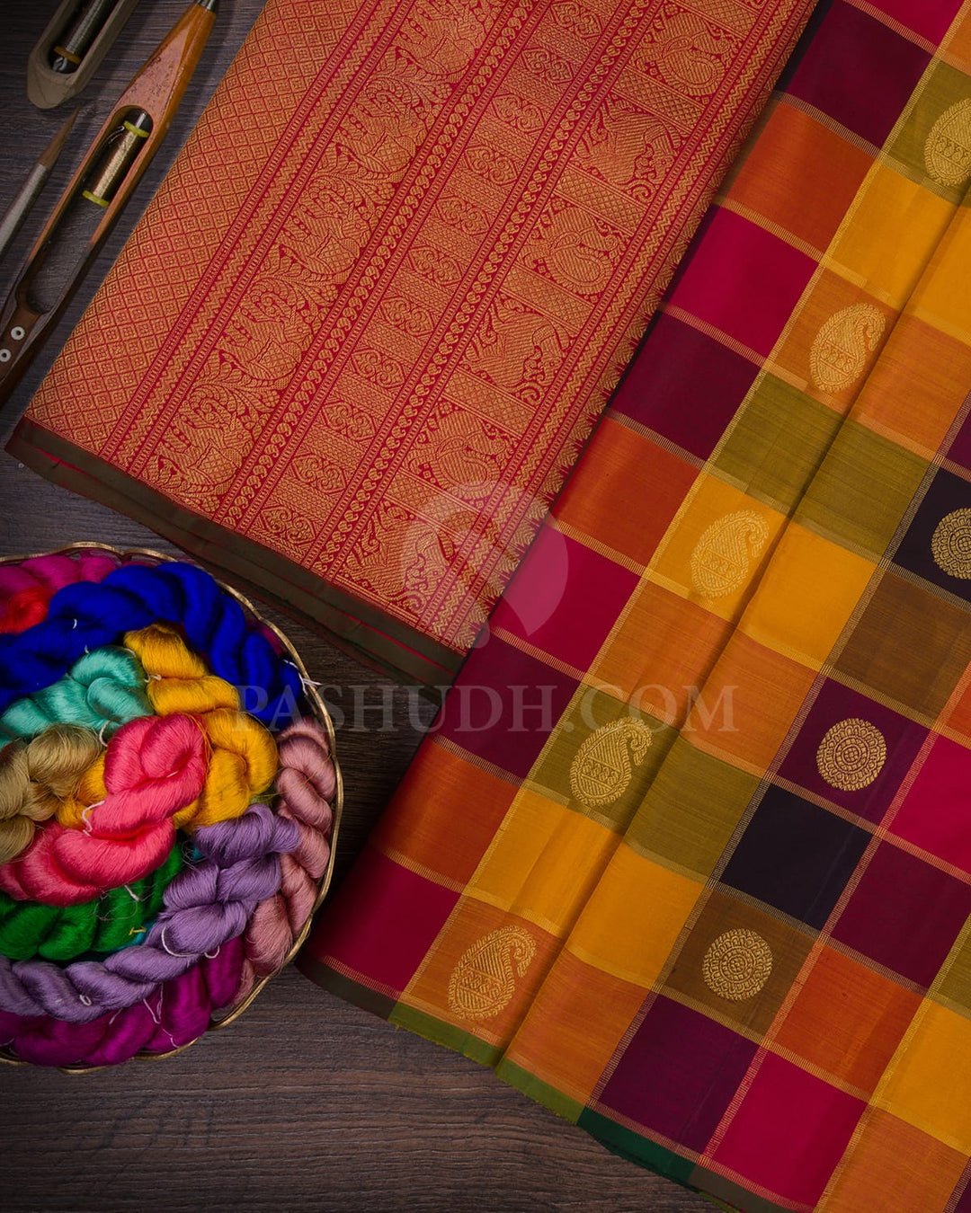 Multicolor Traditional Borderless Kanjivaram Silk Saree-H6