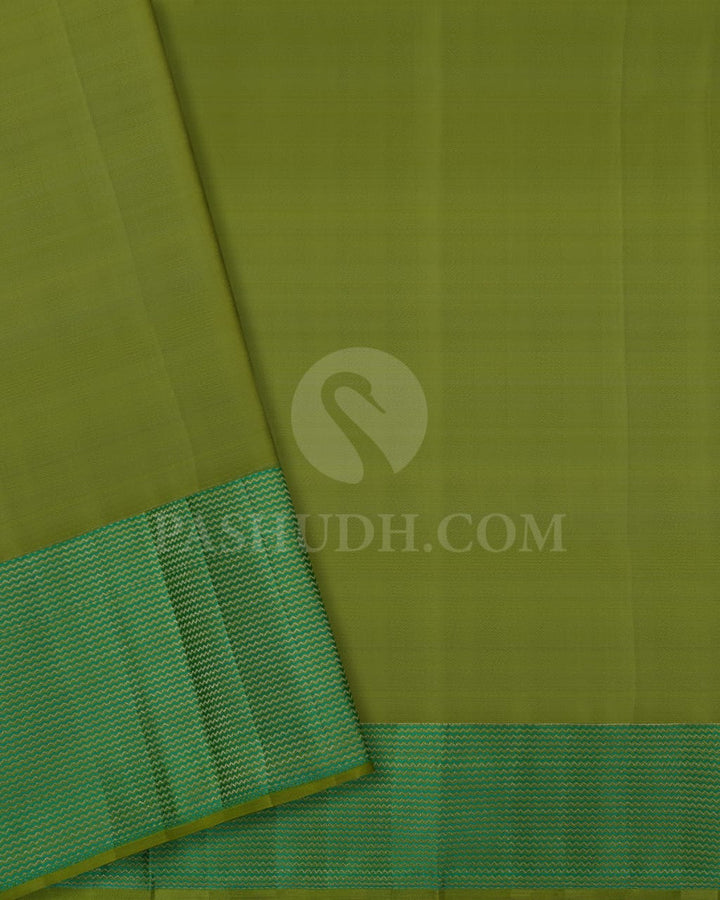 Baby Pink & Emerald Green Kanjivaram Silk Saree-D613(B)