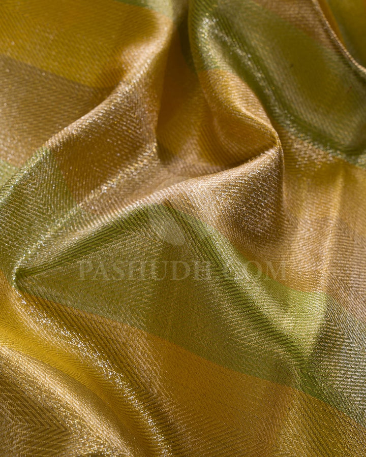 Green,Golden Yellow & Sapphire Blue Kanjivaram Silk Saree-S1360(E)