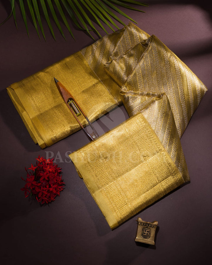 Golden Zari Tissue Bridal Kanjivaram Silk Saree-N1