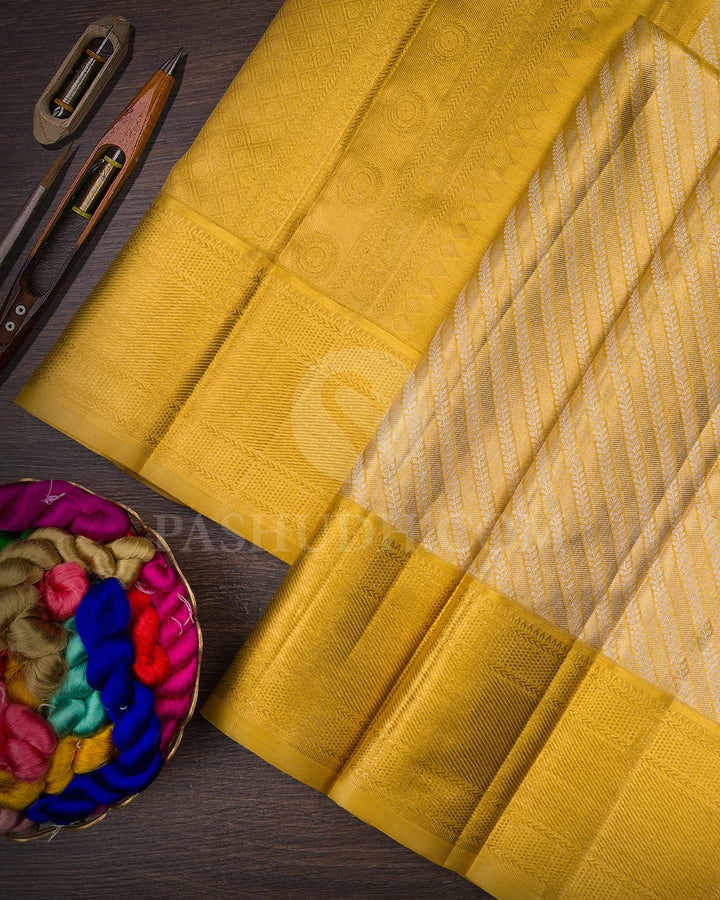 Golden Zari Tissue Bridal Kanjivaram Silk Saree-N1