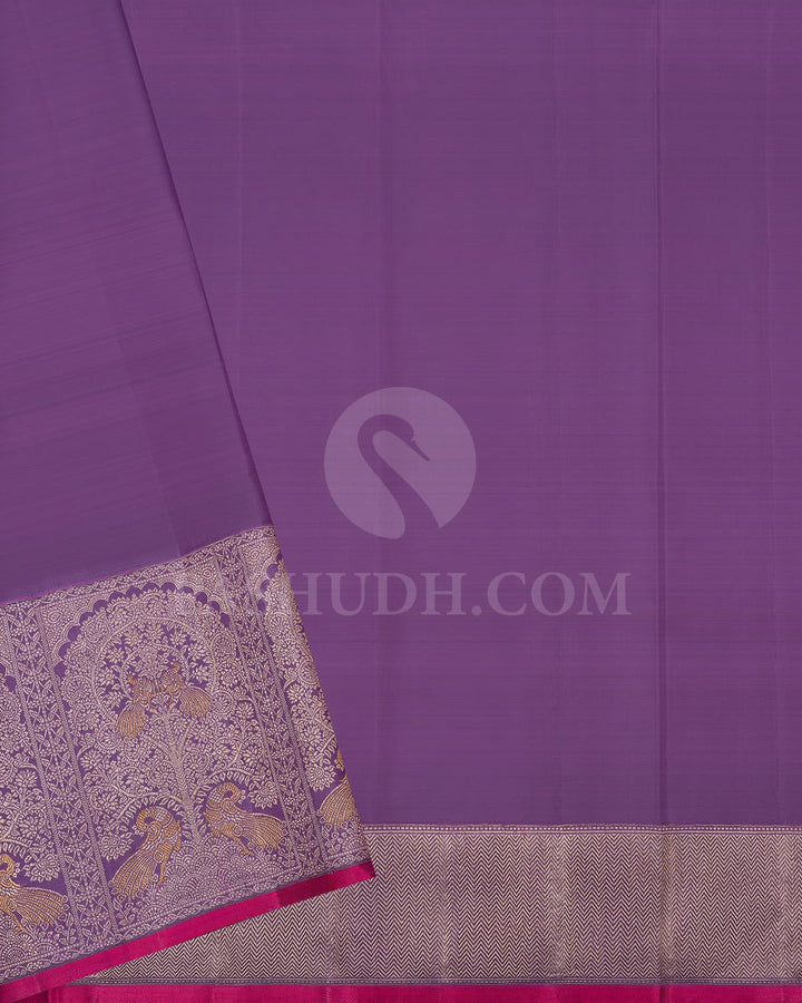 Pear Green & Lavender Kanjivaram Silk Saree-S1048(G)