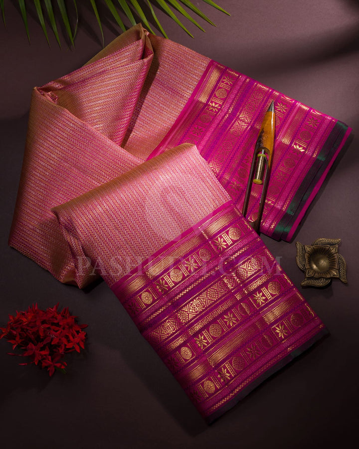 Light Pink & Rani Pink Kanjivaram Silk Saree-S1062(F)