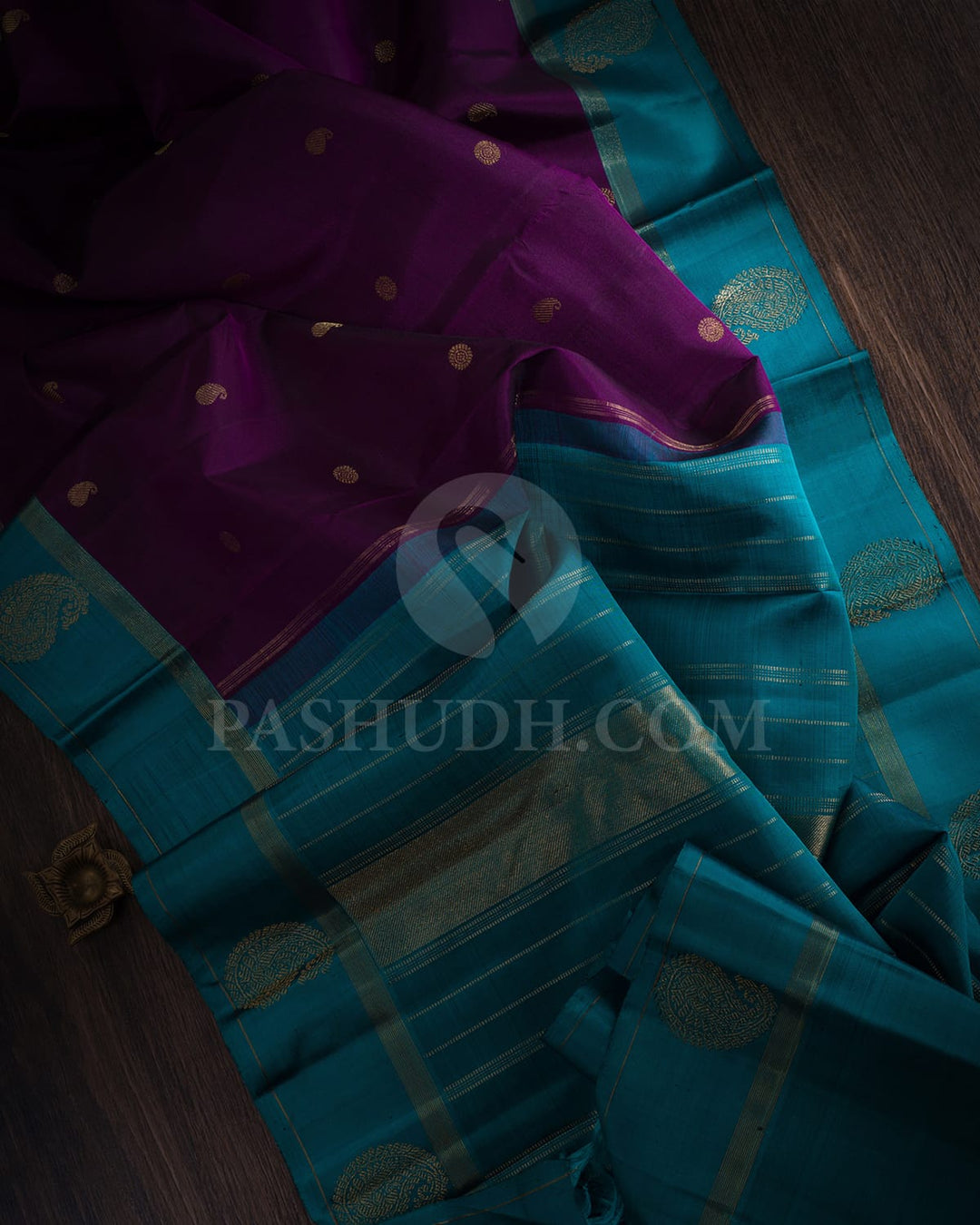 Purple & Anandha Blue Kanjivaram Silk Saree-I12