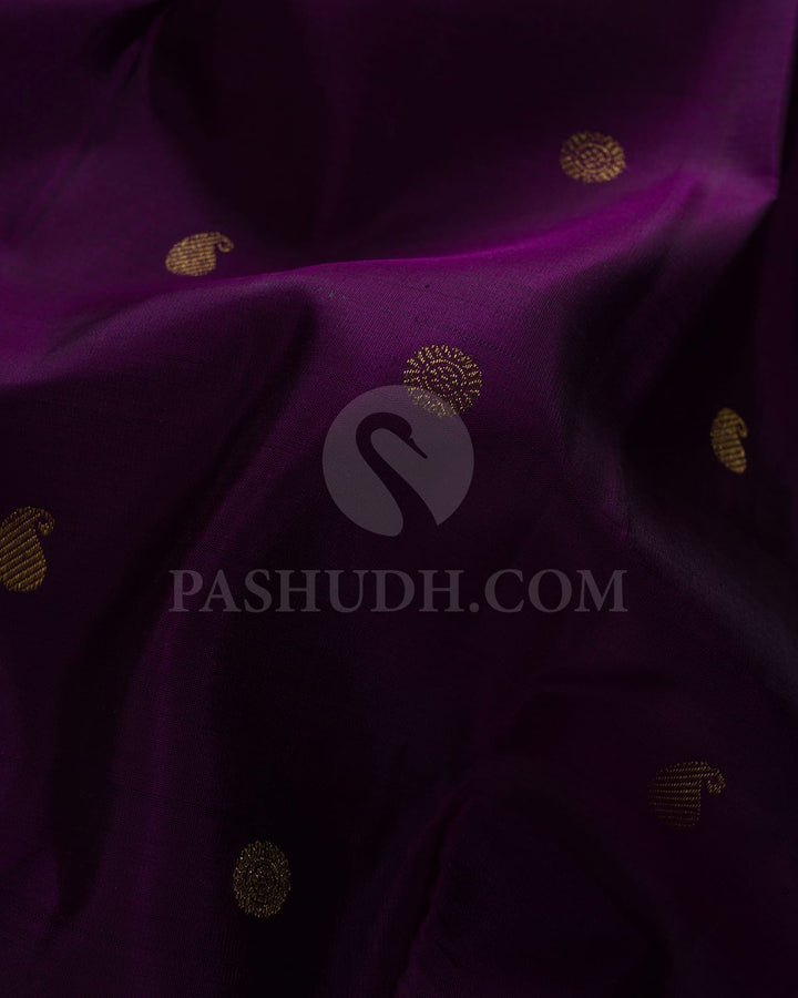 Purple & Anandha Blue Kanjivaram Silk Saree-I12