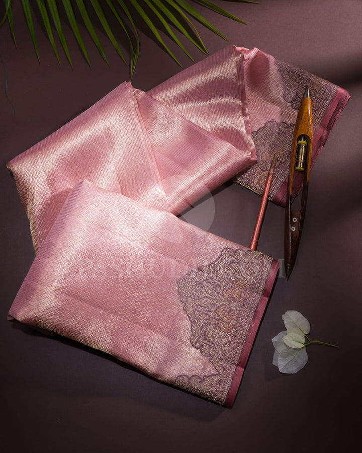 Baby Pink Shimmer Kanjivaram Silk saree-S1209(B)