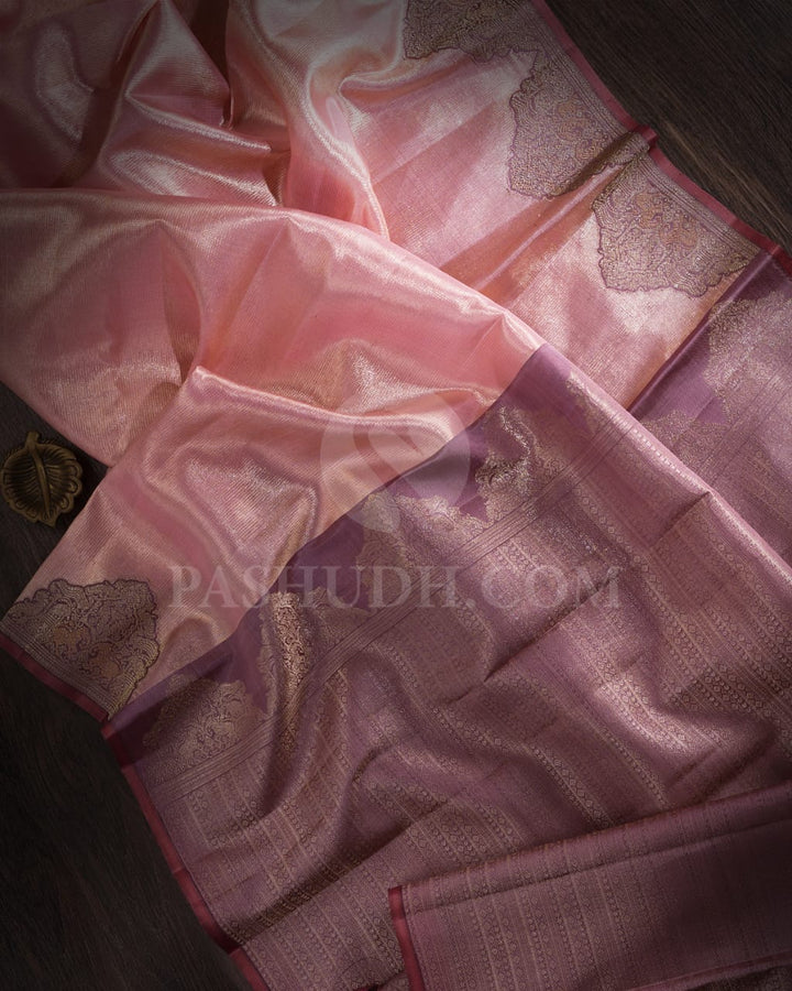 Baby Pink Shimmer Kanjivaram Silk saree-S1209(B)