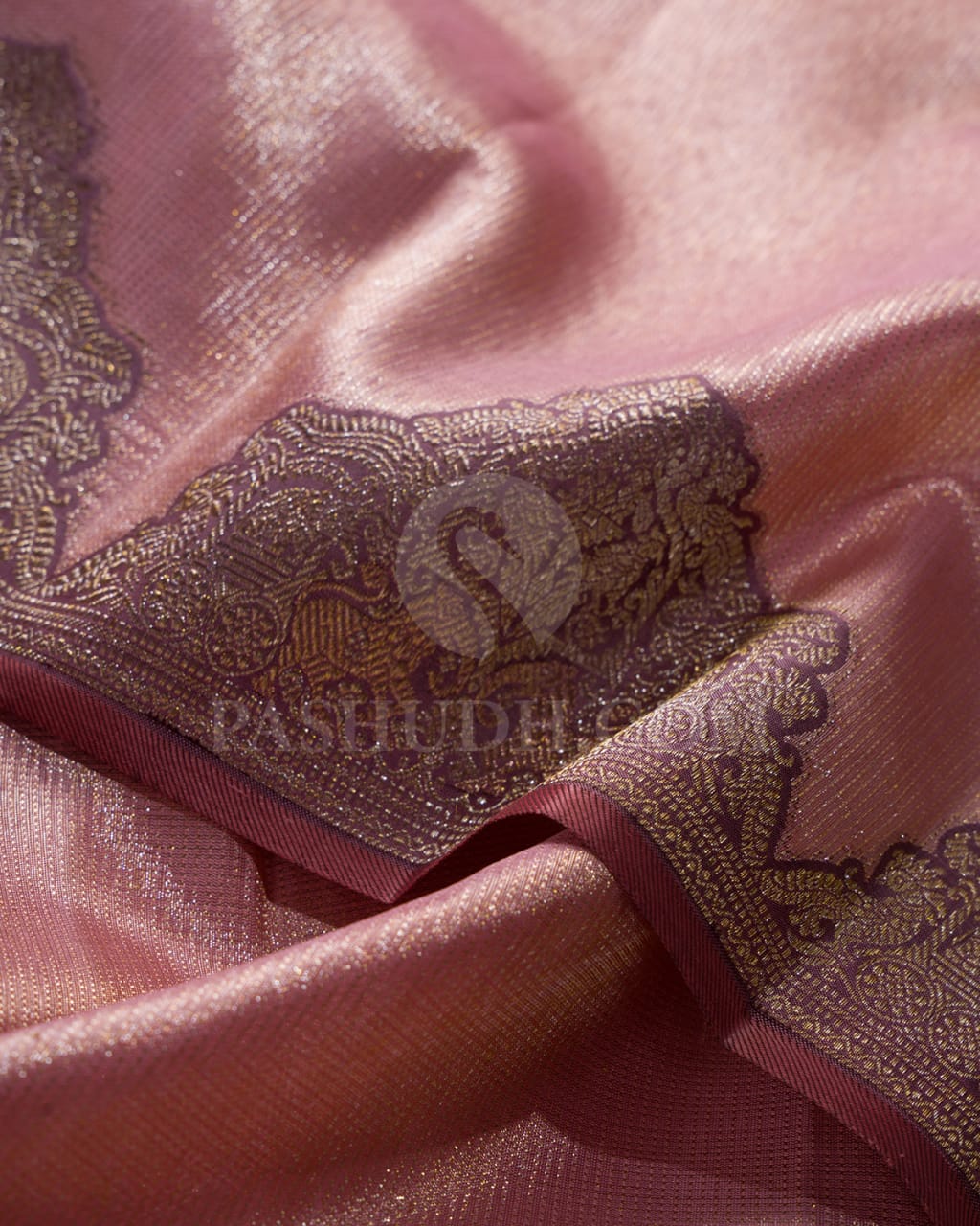 Baby Pink Shimmer Kanjivaram Silk saree-S1209(B)