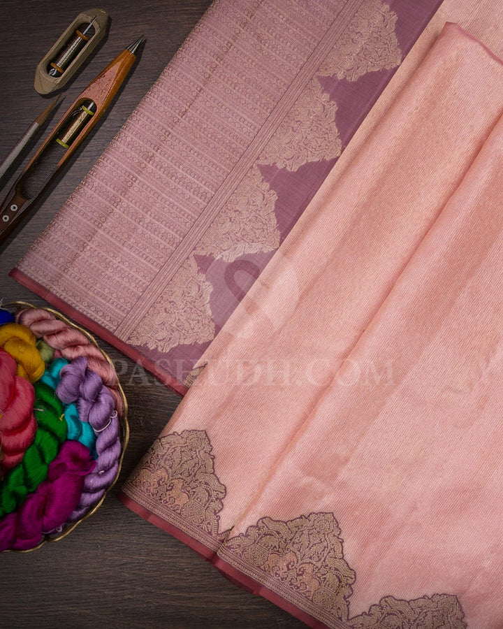 Baby Pink Shimmer Kanjivaram Silk saree-S1209(B)