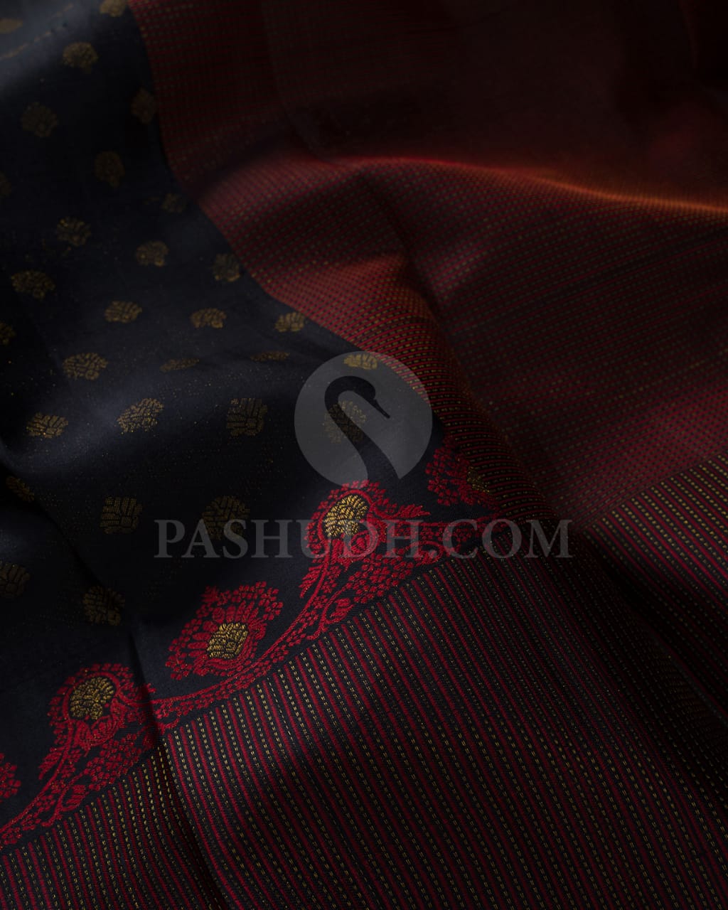 Black & Red Kanjivaram Silk Saree-D626(A)