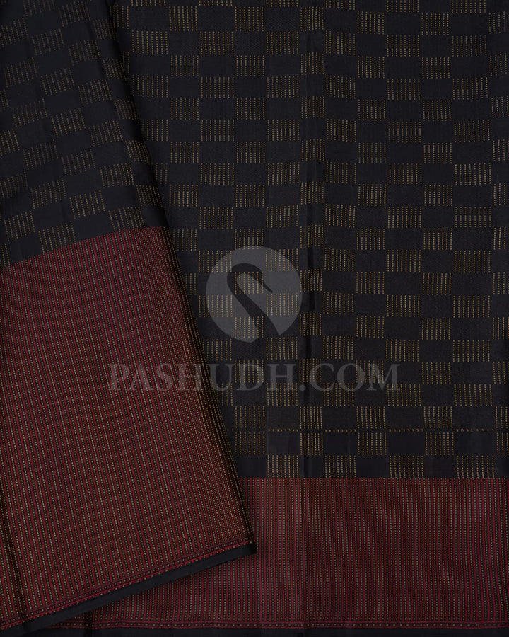 Black & Red Kanjivaram Silk Saree-D626(A)