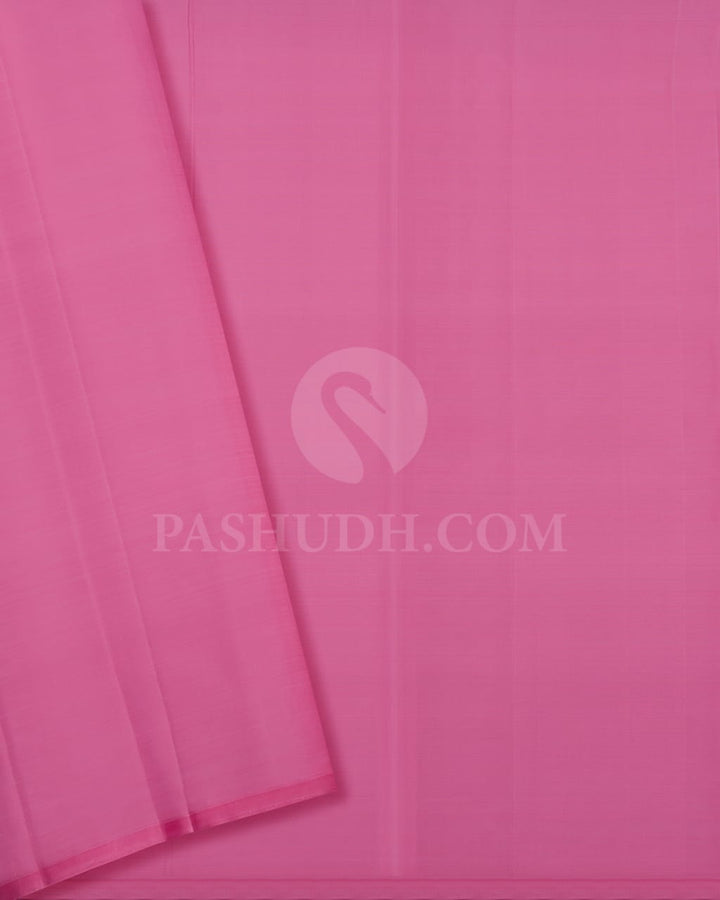 Peacock Blue & Baby Pink Traditional Borderless Kanjivaram Silk Saree-L3