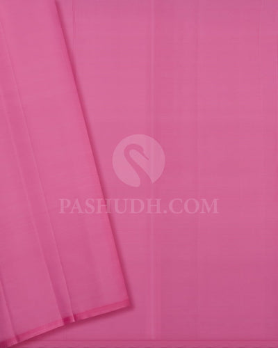 Peacock Blue & Baby Pink Traditional Borderless Kanjivaram Silk Saree-L3