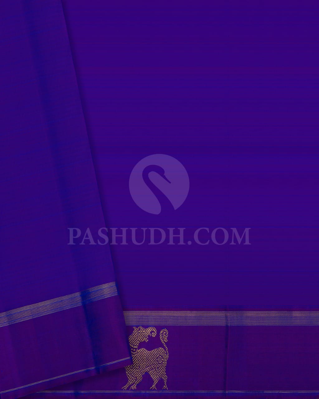 Beige-Blue Dual Shaded & Violet Kanjivaram Silk Saree-I13