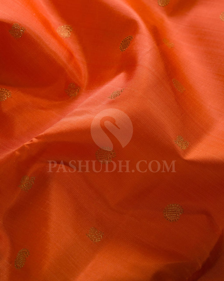 Orange & Aubergine Kanjivaram Silk Saree-B13