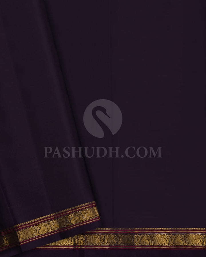 Orange & Aubergine Kanjivaram Silk Saree-B13