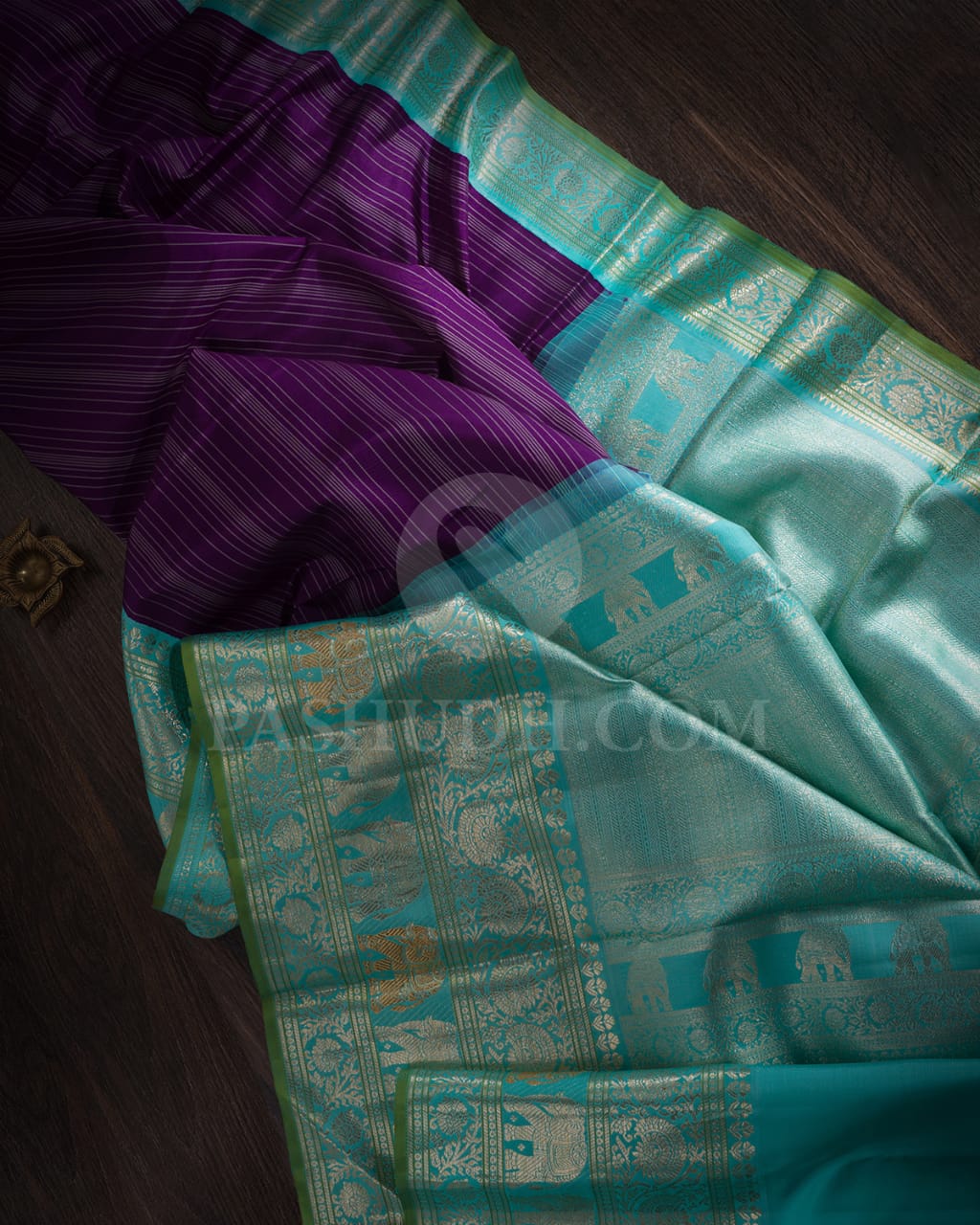 Purple & Sky Blue Kanjivaram Silk Saree-S1013(H)