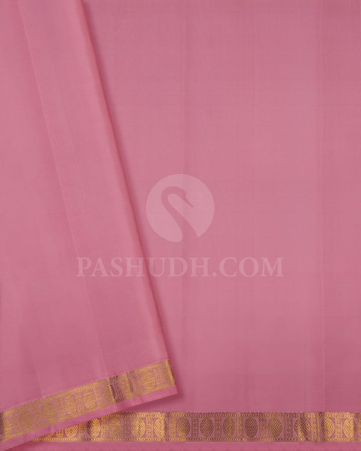 Wine & Baby Pink Kanjivaram Silk Saree-B16