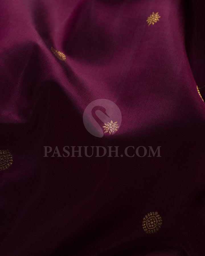 Wine & Baby Pink Kanjivaram Silk Saree-B16