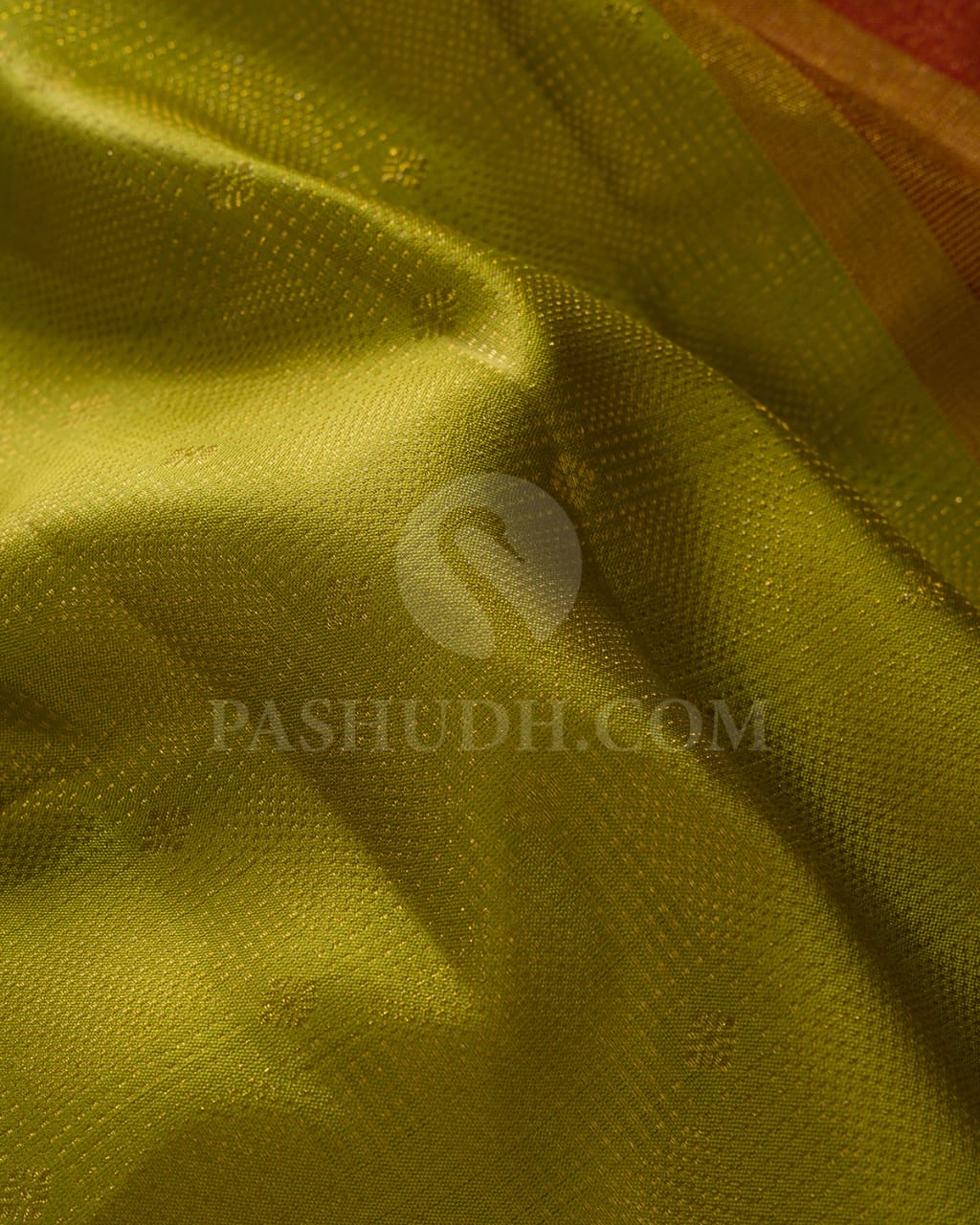 Pear Green & Red Kanjivaram Silk Saree-S1411(B)