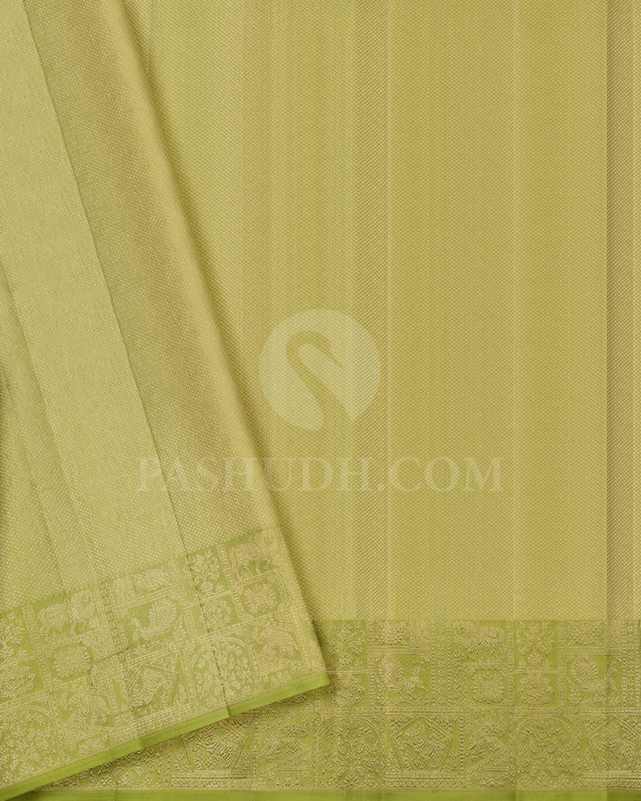 Bright  Royal  Blue & Pista Green Kanjivaram Silk Saree-D611(B)