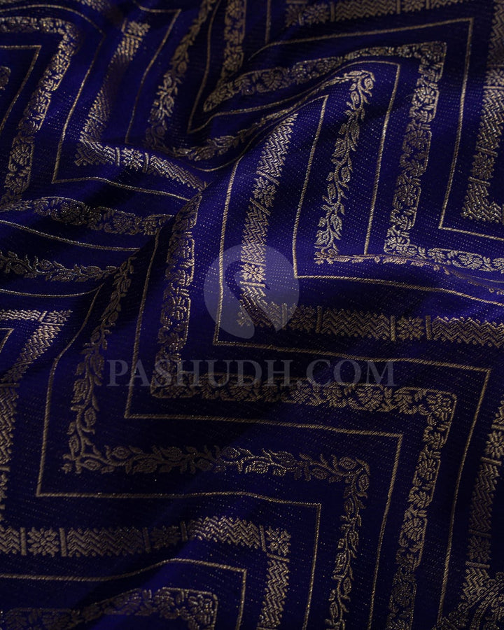Bright  Royal  Blue & Pista Green Kanjivaram Silk Saree-D611(B)