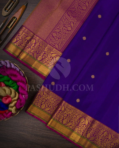 Royal Blue & Magenta Kanjivaram Silk Saree-S1433(B)