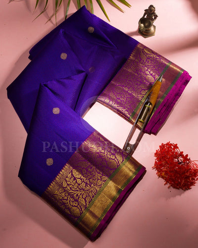 Royal Blue & Magenta Kanjivaram Silk Saree-S1433(B)