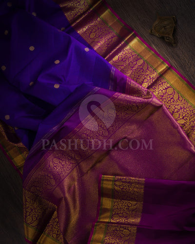 Royal Blue & Magenta Kanjivaram Silk Saree-S1433(B)
