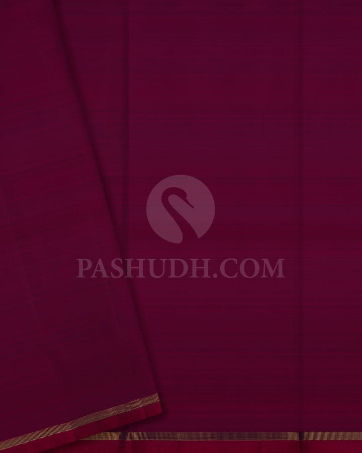 Cream,Black & Maroon Kanjivaram Silk Saree-I10