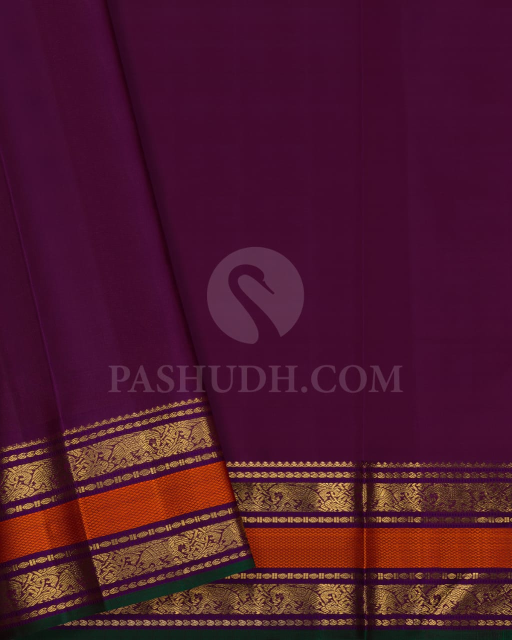 Mango Yellow & Violet Kanjivaram Silk Saree-A6