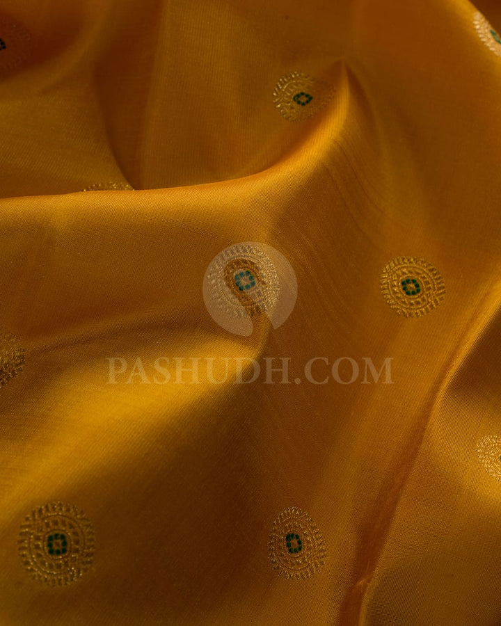 Mango Yellow & Violet Kanjivaram Silk Saree-A6
