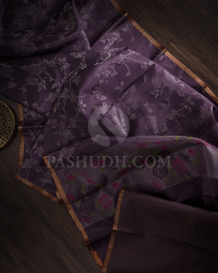 Heather Purple Kanjivaram Silk Saree-DJ356(A)