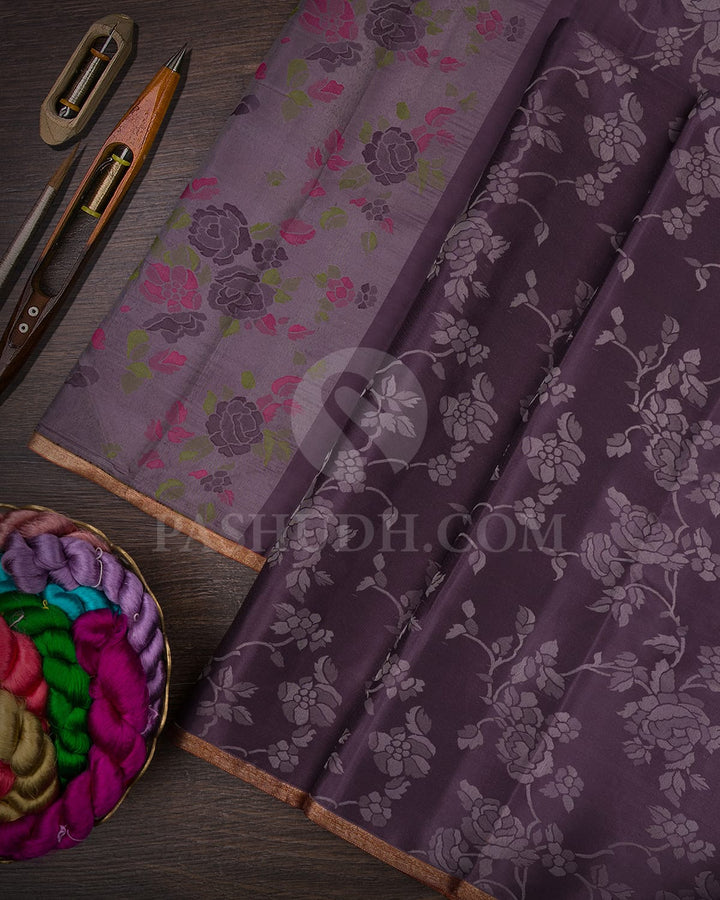 Heather Purple Kanjivaram Silk Saree-DJ356(A)