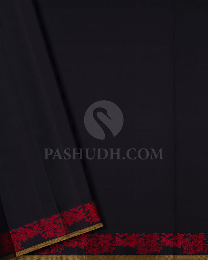 Black & Red Kanjivaram Silk Saree-DT312(A)