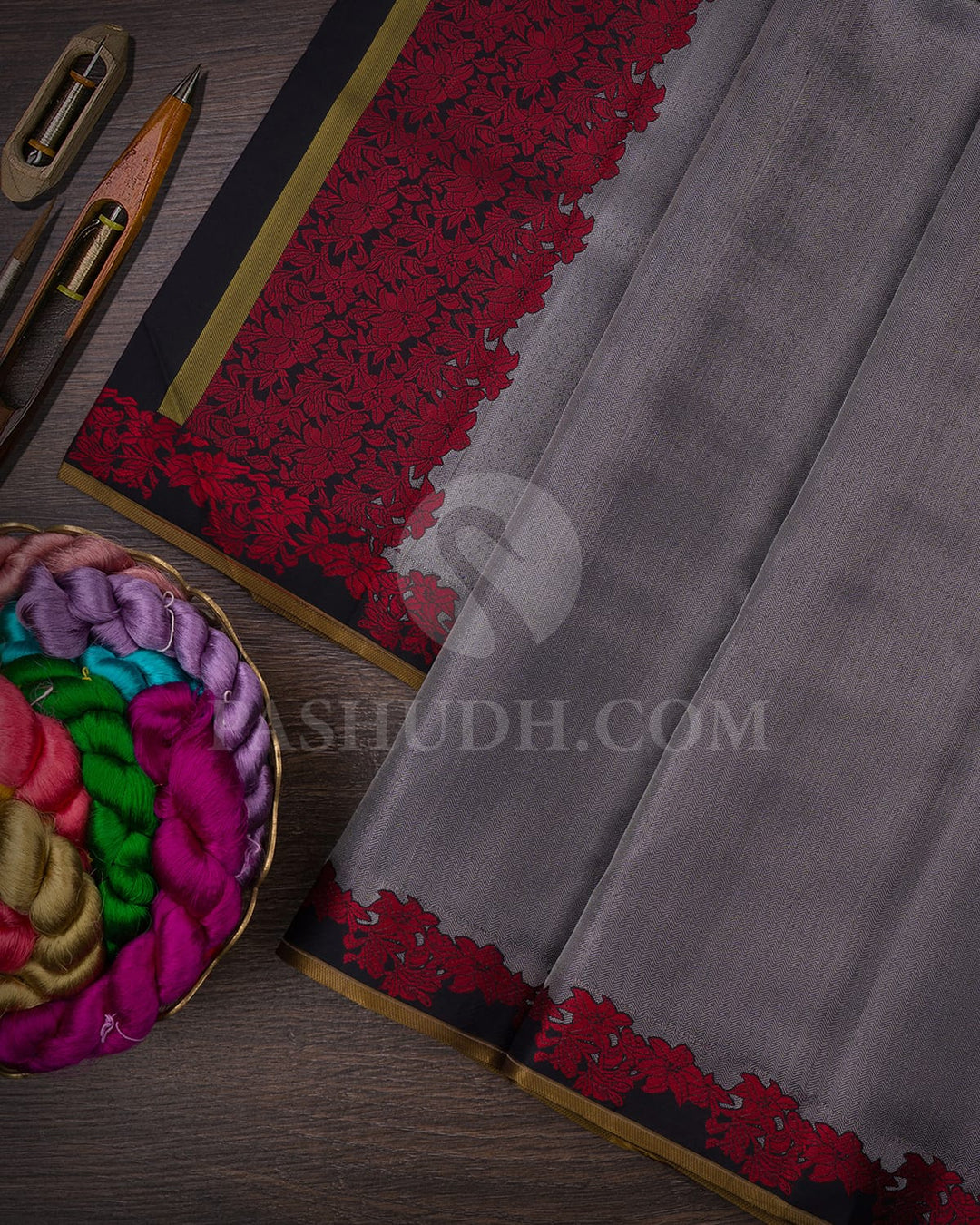 Black & Red Kanjivaram Silk Saree-DT312(A)