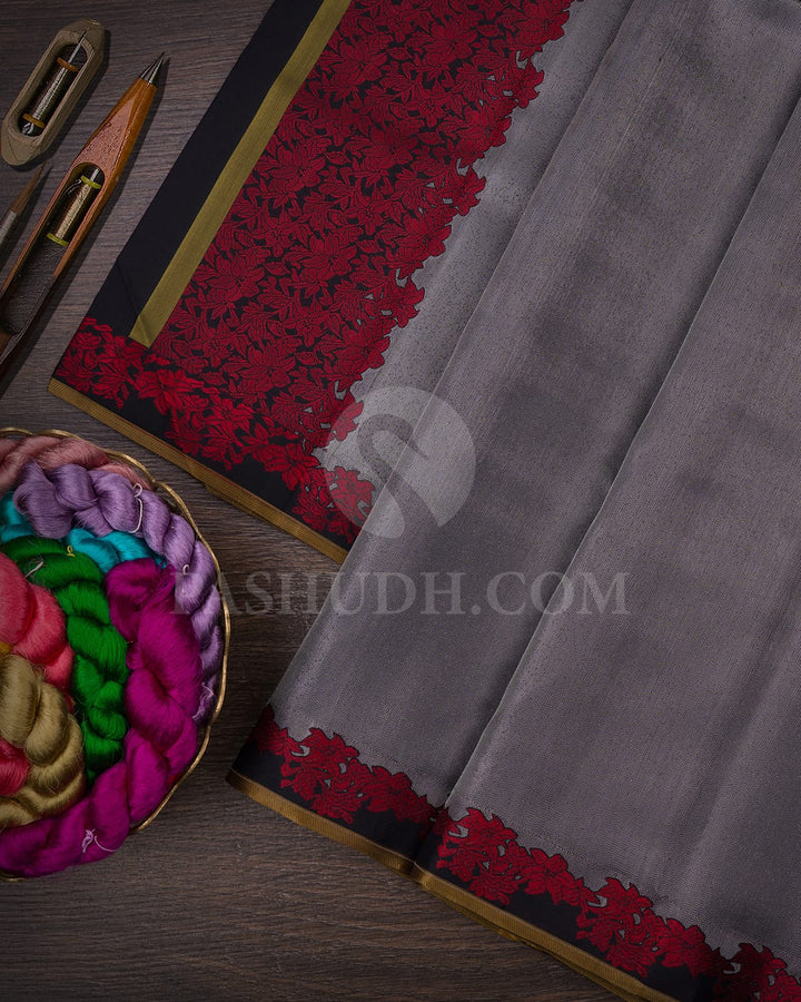 Black & Red Kanjivaram Silk Saree-DT312(A)