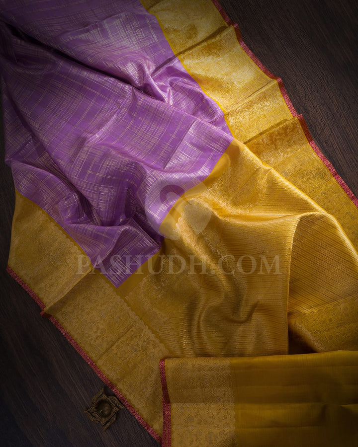 Lavender & Mango Yellow Kanjivaram Silk Saree-S1128(E)