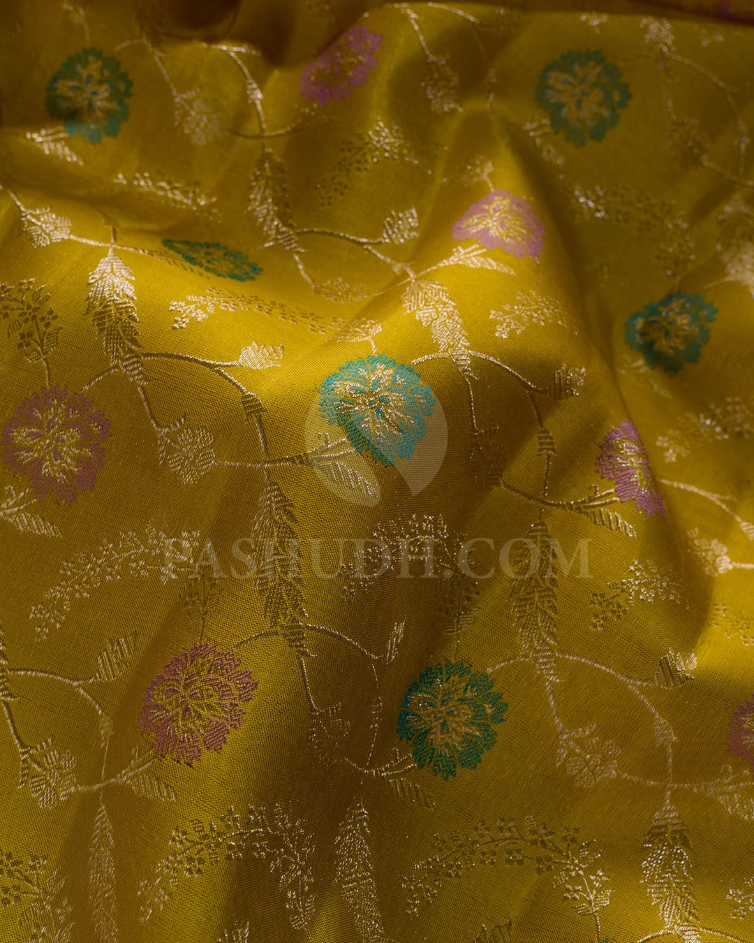 Mustard Yellow & Bright Pink Kanjivaram Silk Saree-S1244(B)