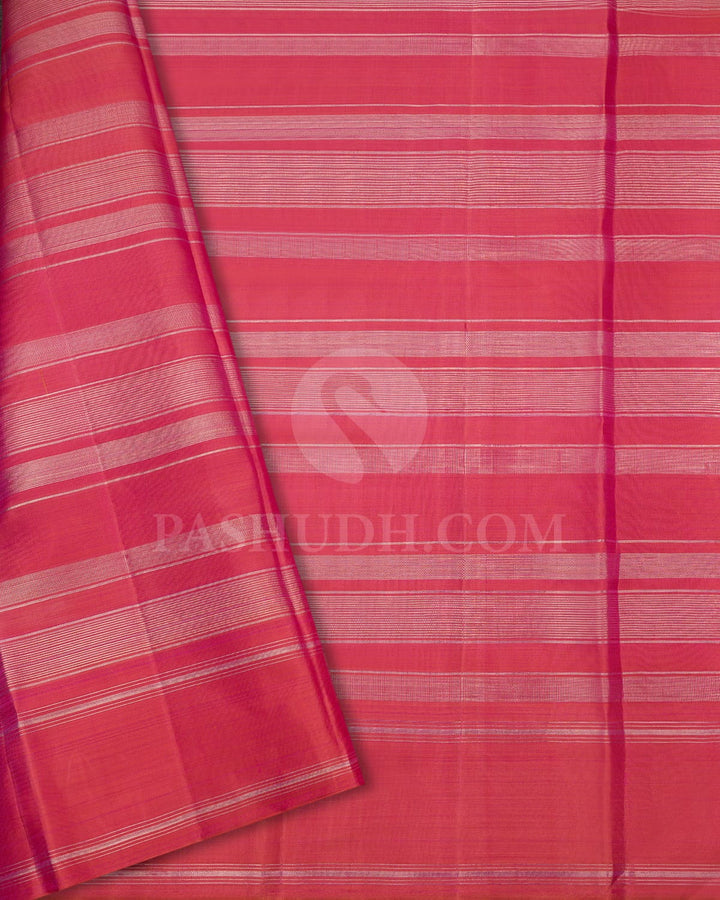 Royal Blue, Dark Green & Watermelon Pink Kanjivaram Silk Saree-AK19