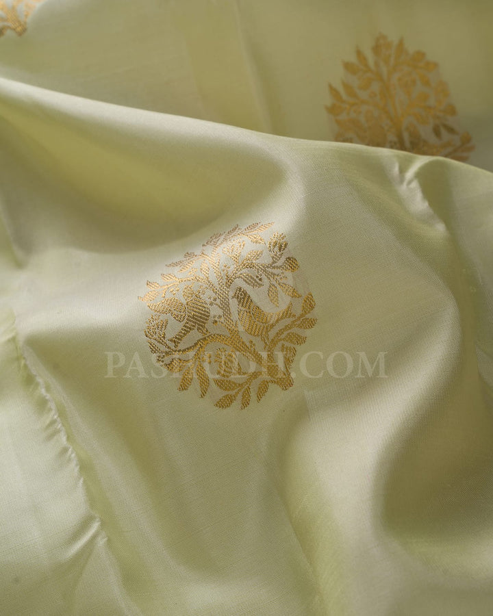 Elachi Green & Cobalt Blue Traditional  Borderless Kanjivaram Silk Saree-L1