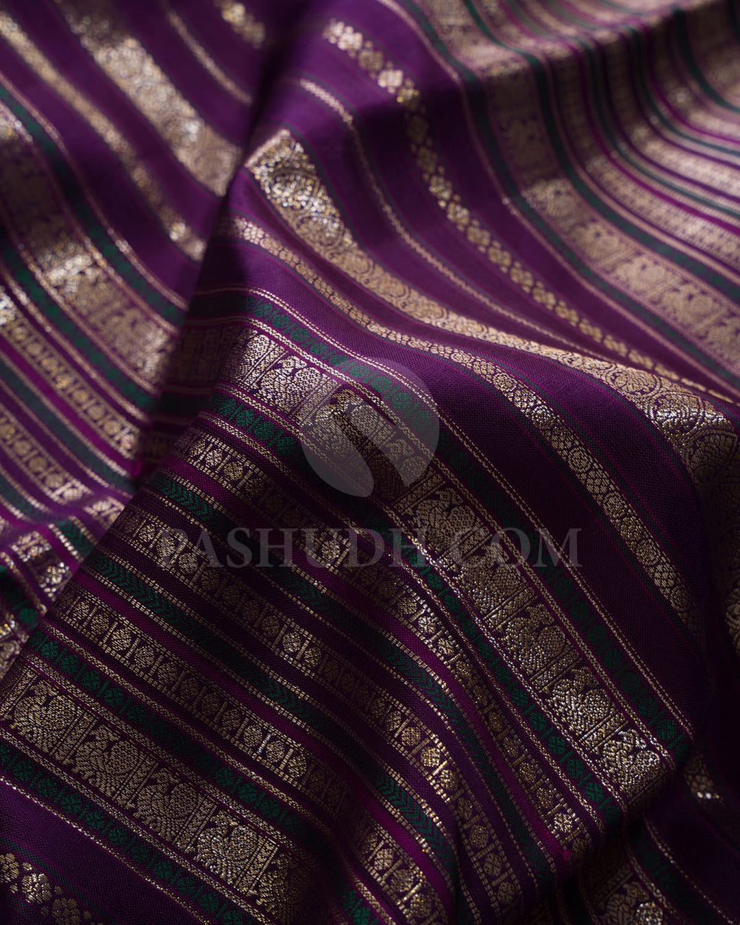 Purple & Cyan Vanasingaram Kanjivaram Silk Saree-S1203(D)