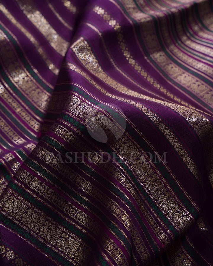 Purple & Cyan Vanasingaram Kanjivaram Silk Saree-S1203(D)