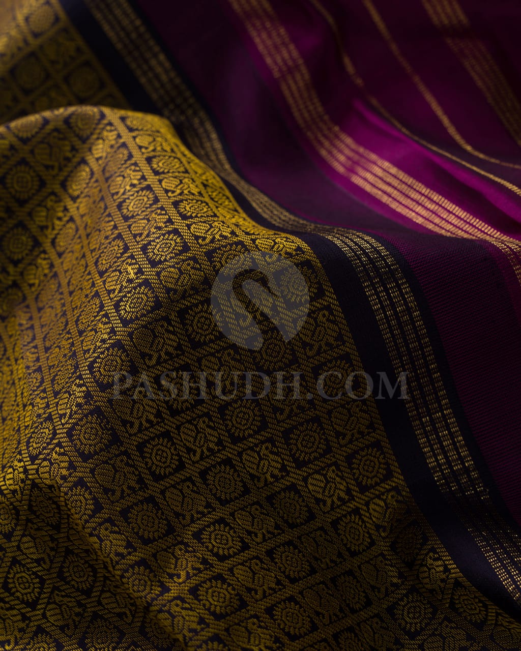 EggPlant Purple & Magenta Kanjivaram Silk Saree-I4