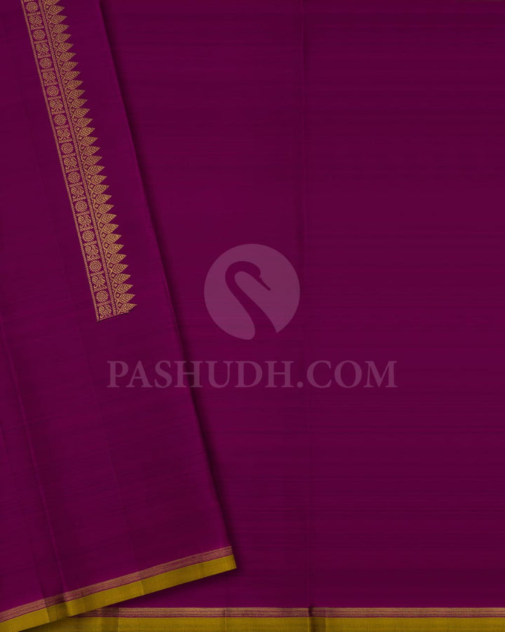 EggPlant Purple & Magenta Kanjivaram Silk Saree-I4