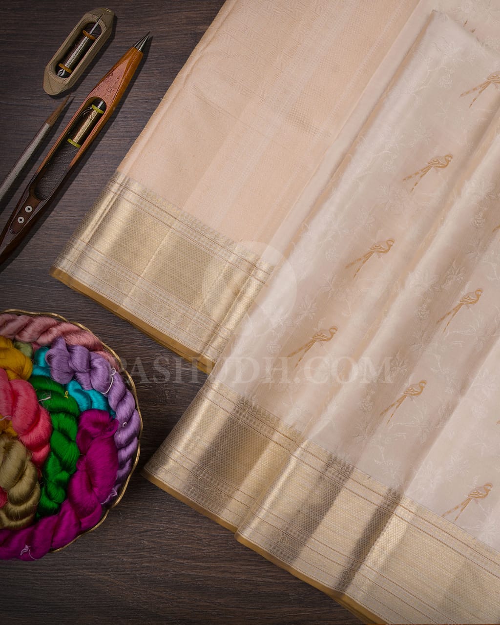 Cream Kanjivaram Silk Saree-DJ348(C)