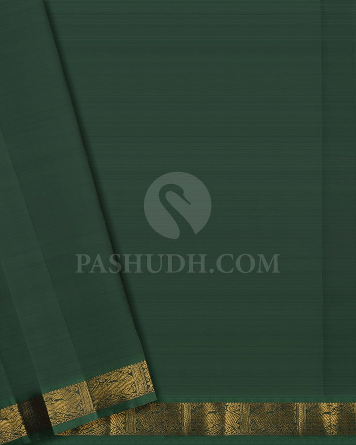 Violet,Beige & Sage Green Kanjivaram Silk Saree-I6