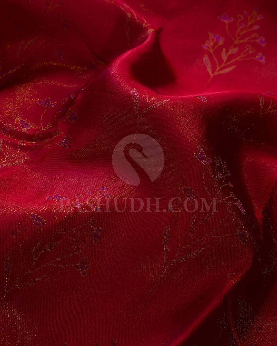 Red,Magenta & Dark Green Kanjivaram Silk Saree-D532(C)