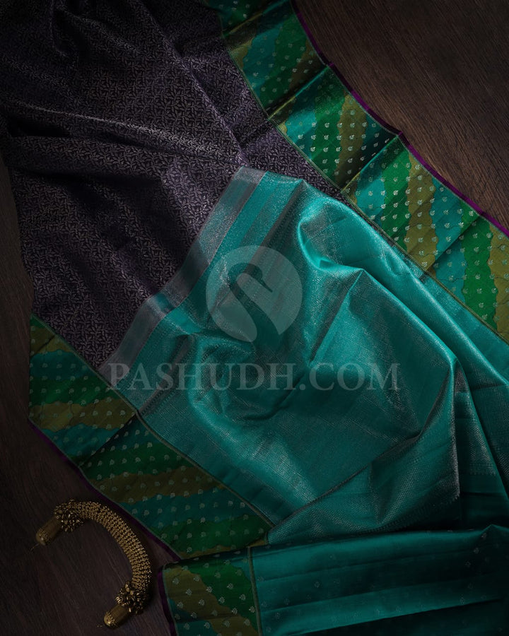 Navy Blue With Multihue Kanjivaram Silk Saree-D591(B)