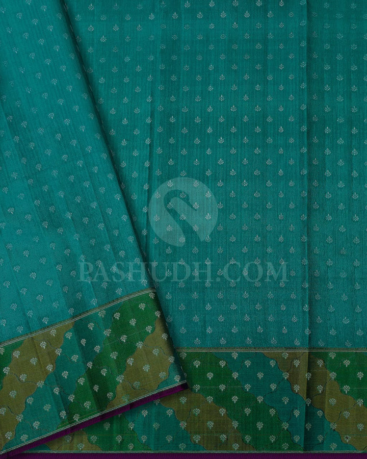 Navy Blue With Multihue Kanjivaram Silk Saree-D591(B)